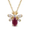 Thumbnail Image 1 of Oval-Cut Natural Ruby & Diamond Bug Necklace 1/15 ct tw 10K Yellow Gold 18&quot;