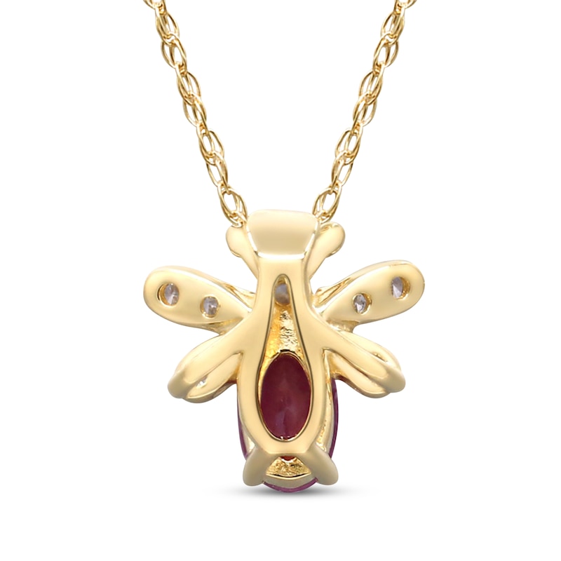 Main Image 3 of Oval-Cut Natural Ruby & Diamond Bug Necklace 1/15 ct tw 10K Yellow Gold 18&quot;