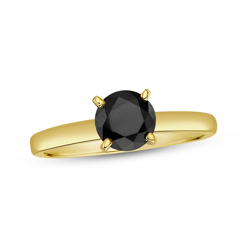 Main Image 1 of Now + Forever Round-Cut Black Diamond Solitaire Ring 1 ct tw 14K Yellow Gold (I3)