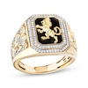 Thumbnail Image 0 of Men's Diamond & Black Onyx Lion Crest Octagon Signet Ring 1/2 ct tw 10K Yellow Gold
