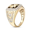Thumbnail Image 1 of Men's Diamond & Black Onyx Lion Crest Octagon Signet Ring 1/2 ct tw 10K Yellow Gold