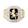 Thumbnail Image 3 of Men's Diamond & Black Onyx Lion Crest Octagon Signet Ring 1/2 ct tw 10K Yellow Gold