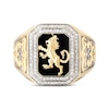 Thumbnail Image 4 of Men's Diamond & Black Onyx Lion Crest Octagon Signet Ring 1/2 ct tw 10K Yellow Gold