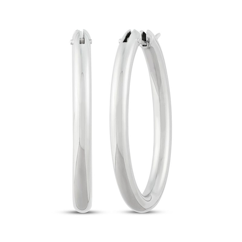 Main Image 1 of Oval Tube Hoop Earrings Sterling Silver 30mm