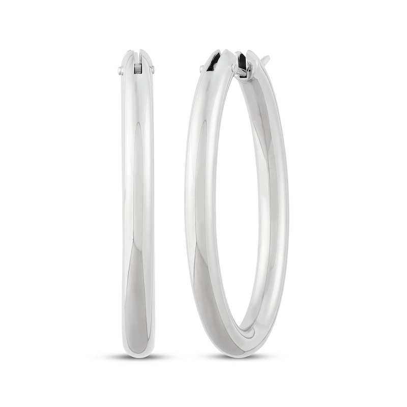 Oval Tube Hoop Earrings Sterling Silver 30mm