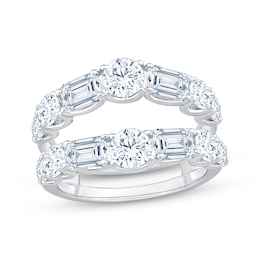 Now + Forever Lab-Grown Diamonds Emerald & Round-Cut Enhancer Ring 3-1/2 ct tw 14K White Gold