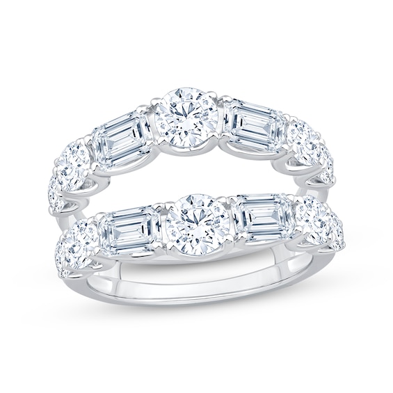 Now + Forever Lab-Grown Diamonds Emerald & Round-Cut Enhancer Ring 3-1/2 ct tw 14K White Gold