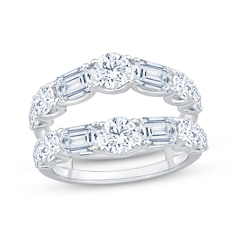 Main Image 1 of Now + Forever Lab-Grown Diamonds Emerald & Round-Cut Enhancer Ring 3-1/2 ct tw 14K White Gold