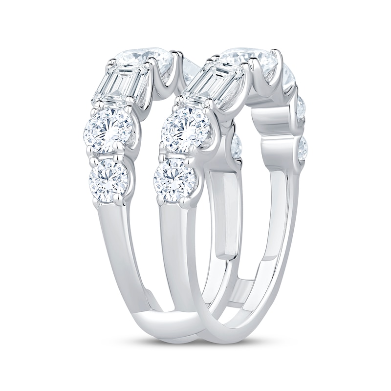 Lab-Created Diamonds by KAY Emerald & Round-Cut Enhancer Ring 3-1/2 ct tw 14K White Gold