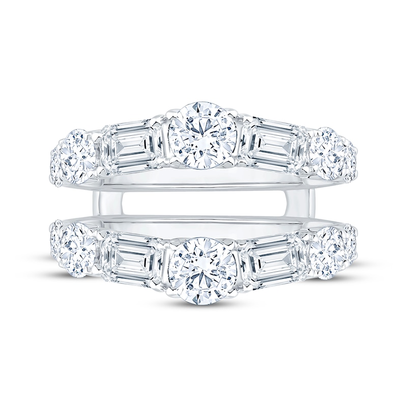 Lab-Created Diamonds by KAY Emerald & Round-Cut Enhancer Ring 3-1/2 ct tw 14K White Gold