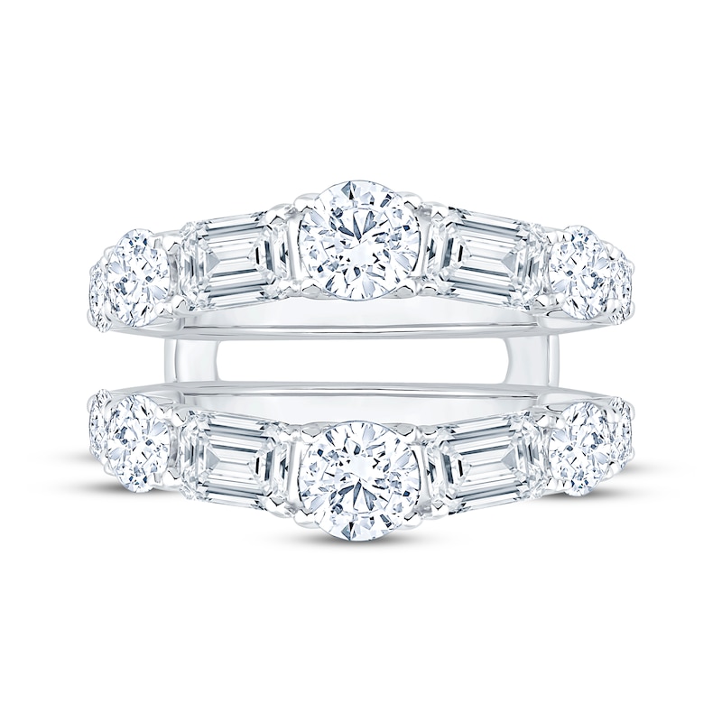 Main Image 3 of Now + Forever Lab-Grown Diamonds Emerald & Round-Cut Enhancer Ring 3-1/2 ct tw 14K White Gold