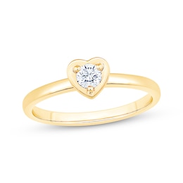 Now + Forever Round-Cut Diamond Heart-Shaped Solitaire Engagement Ring 1/5 ct tw 14K Yellow Gold (I/I2)