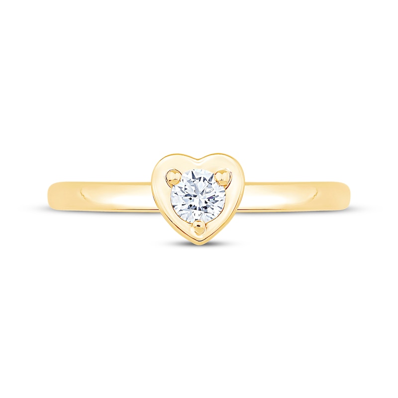 Main Image 3 of Now + Forever Round-Cut Diamond Heart-Shaped Solitaire Engagement Ring 1/5 ct tw 14K Yellow Gold (I/I2)