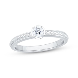 Now + Forever Round-Cut Diamond Solitaire Rope Shank Engagement Ring 1/4 ct tw 14K White Gold (I/I2)