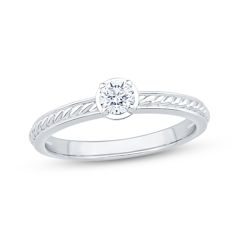 Main Image 1 of Now + Forever Round-Cut Diamond Solitaire Rope Shank Engagement Ring 1/4 ct tw 14K White Gold (I/I2)