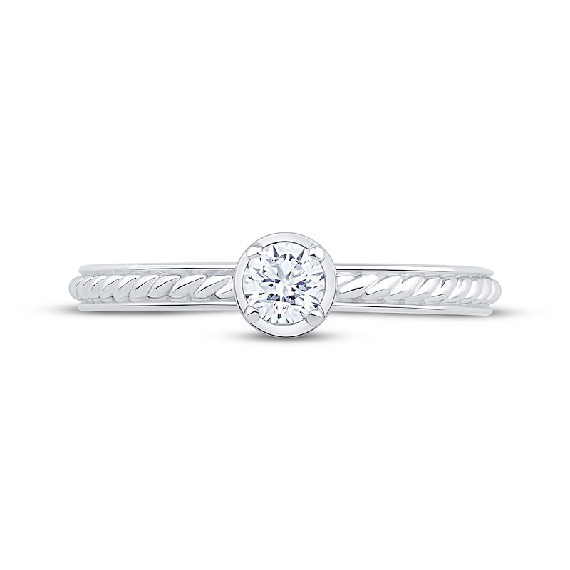 Main Image 3 of Now + Forever Round-Cut Diamond Solitaire Rope Shank Engagement Ring 1/4 ct tw 14K White Gold (I/I2)