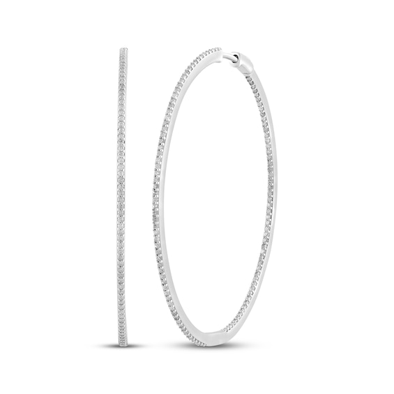 Diamond Inside-Out Hoop Earrings 1 ct tw Sterling Silver