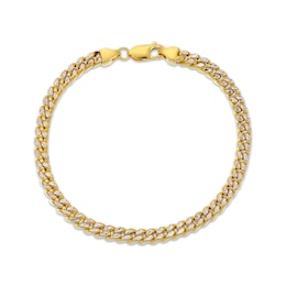Diamond-Cut Square Curb Chain Bracelet 5.6mm Hollow 10K Yellow Gold 8.5"
