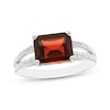 Thumbnail Image 1 of Emerald-Cut Garnet & White Lab-Created Sapphire Ring Sterling Silver