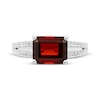 Thumbnail Image 3 of Emerald-Cut Garnet & White Lab-Created Sapphire Ring Sterling Silver