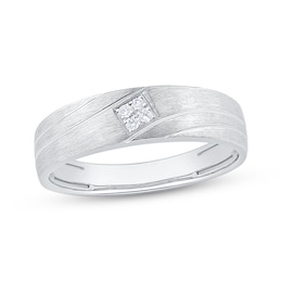 Now + Forever Men's Diamond Wedding Band 1/20 ct tw 10K White Gold 5.8mm