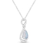 Thumbnail Image 2 of Pear-Shaped Lab-Created Opal & White Lab-Created Sapphire Twist Teardrop Necklace Sterling Silver 18&quot;