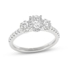 Thumbnail Image 1 of THE LEO Ideal Cut Diamond Oval-Cut Three-Stone Halo Engagement Ring 3/4 ct tw 14K White Gold
