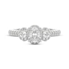 Thumbnail Image 3 of THE LEO Ideal Cut Diamond Oval-Cut Three-Stone Halo Engagement Ring 3/4 ct tw 14K White Gold