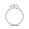 Thumbnail Image 3 of Memories Moments Magic Lab-Grown Diamond Round-Cut Three-Stone Halo Engagement Ring 1 ct tw 14K White Gold