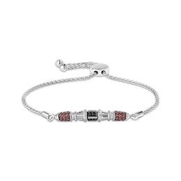 Star Wars Darth Maul Lightsaber Garnet & Diamond Bolo Bracelet 1/6 ct tw Sterling Silver 9.5"