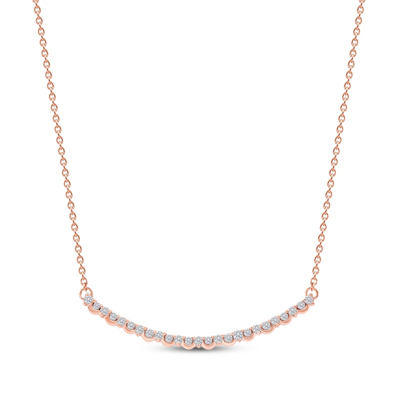 Main Image 1 of Diamond Smile Necklace 1/6 ct tw 10K Rose Gold 18&quot;
