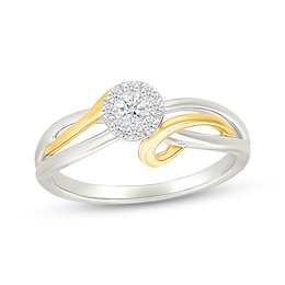 KAY Lab-Grown Diamonds Multi-Stone Ribbon Promise Ring 1/5 ct tw Sterling Silver & 10K Yellow Gold