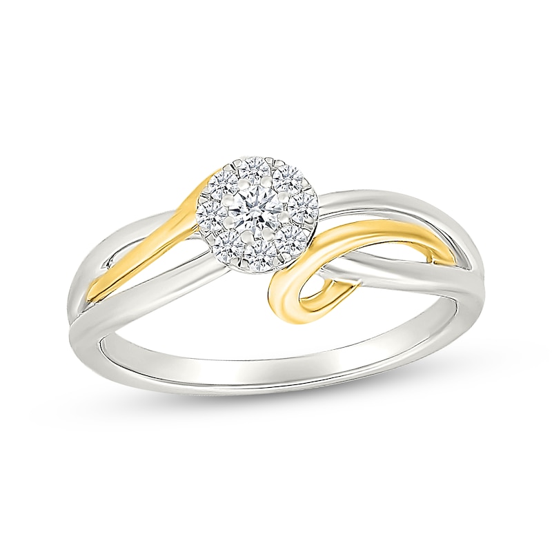 Main Image 1 of KAY Lab-Grown Diamonds Multi-Stone Ribbon Promise Ring 1/5 ct tw Sterling Silver & 10K Yellow Gold
