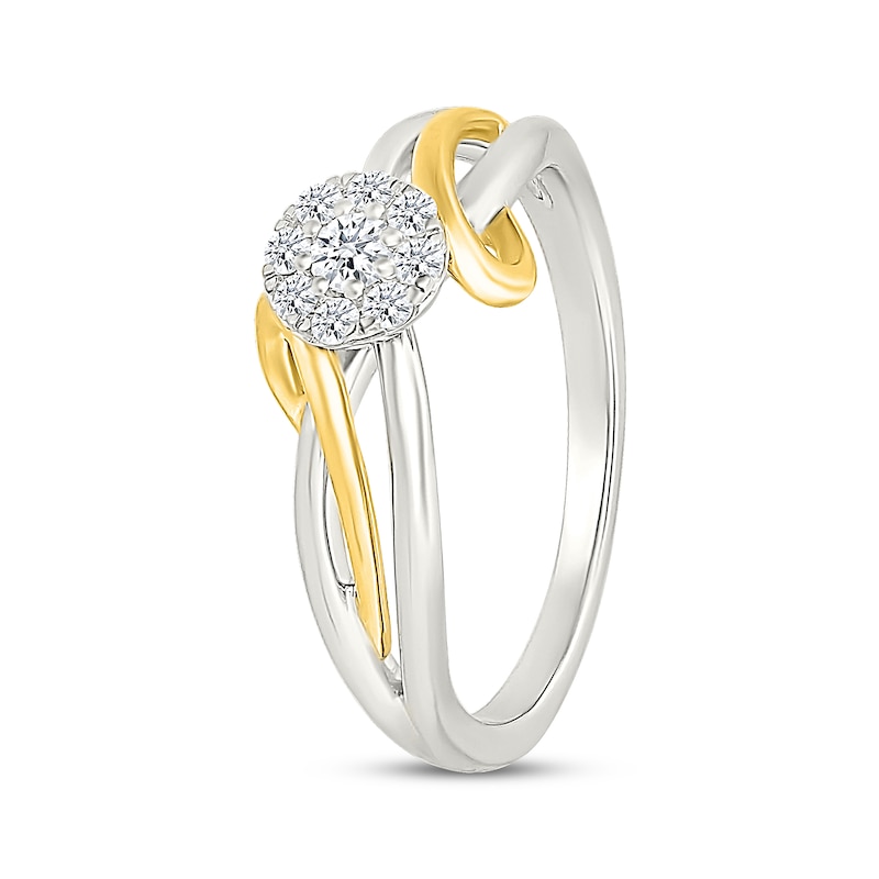 Main Image 2 of KAY Lab-Grown Diamonds Multi-Stone Ribbon Promise Ring 1/5 ct tw Sterling Silver & 10K Yellow Gold