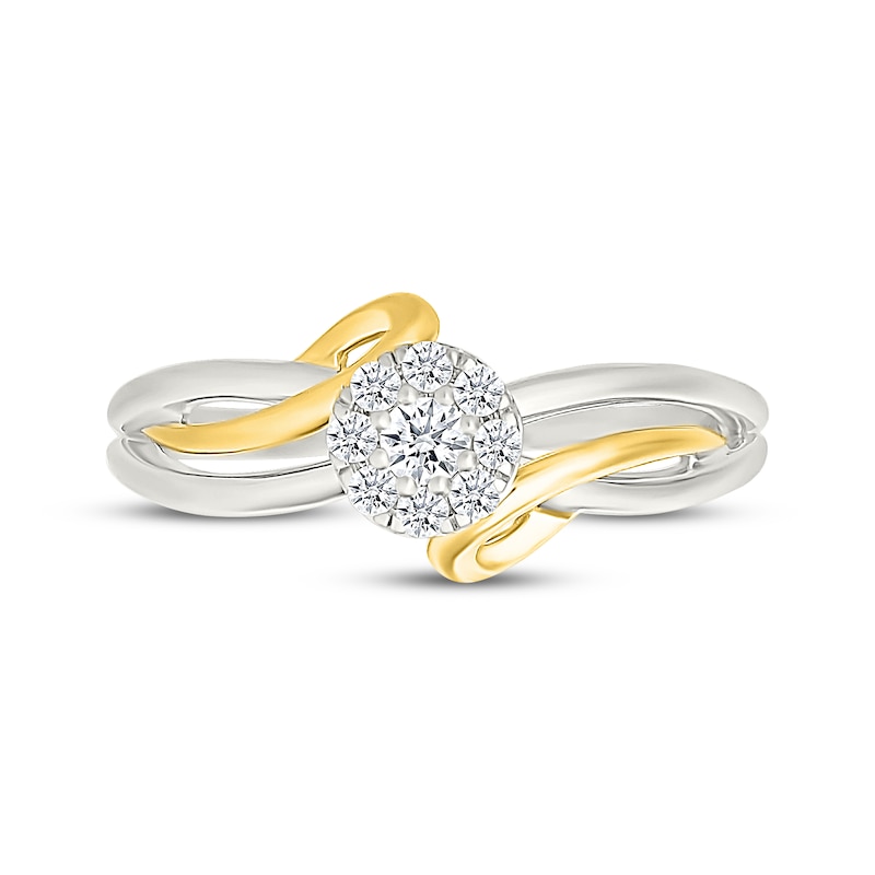 Main Image 4 of KAY Lab-Grown Diamonds Multi-Stone Ribbon Promise Ring 1/5 ct tw Sterling Silver & 10K Yellow Gold
