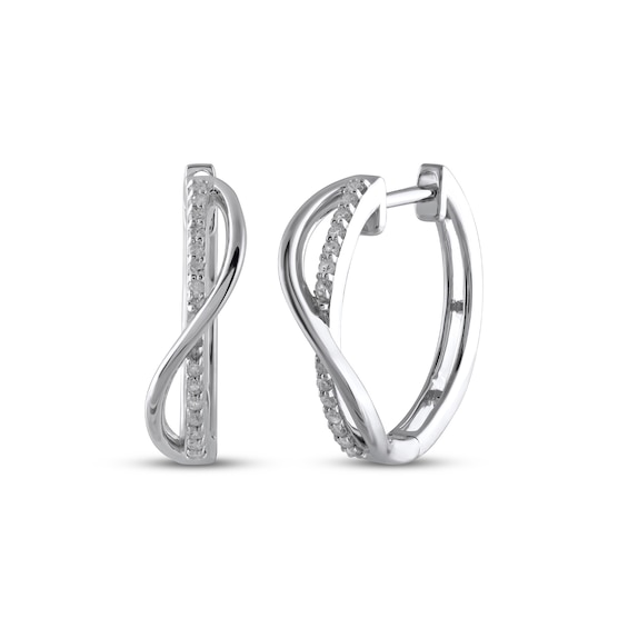 Diamond Twist Ribbon Hoop Earrings 1/10 ct tw Sterling Silver