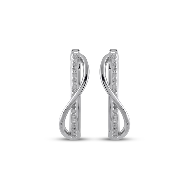 Main Image 2 of Diamond Twist Ribbon Hoop Earrings 1/10 ct tw Sterling Silver
