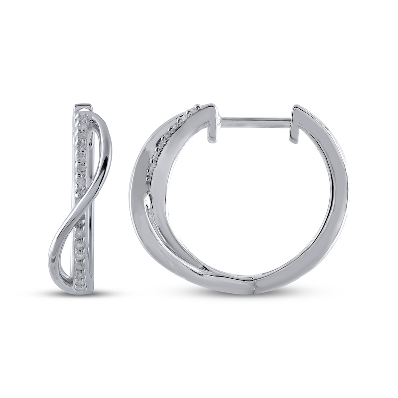 Main Image 3 of Diamond Twist Ribbon Hoop Earrings 1/10 ct tw Sterling Silver