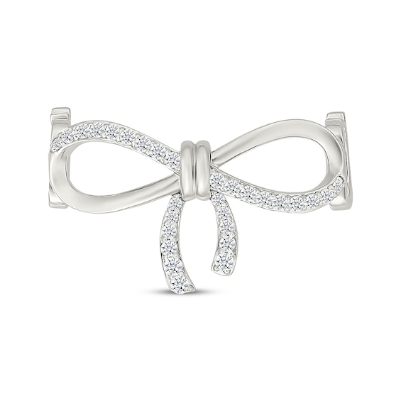 Sneaker Bling White Lab-Created Sapphire Bow Shoelace Charm Sterling Silver