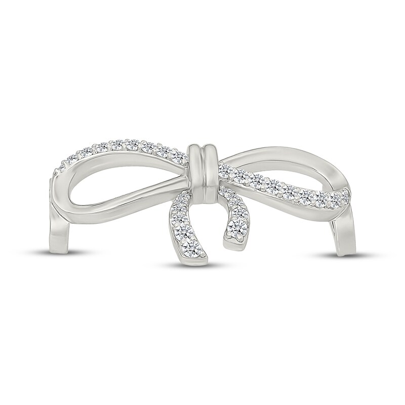 Main Image 2 of Sneaker Bling White Lab-Created Sapphire Bow Shoelace Charm Sterling Silver