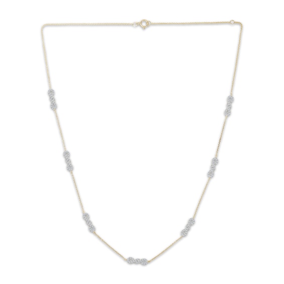 Diamond Infinity Symbol Station Necklace 3/4 ct tw 10K Yellow Gold 18"