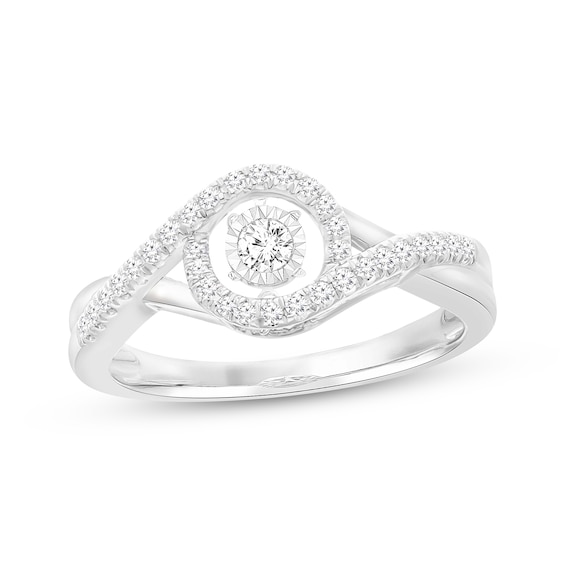 Unstoppable Love Diamond Halo Bypass Ring 1/4 ct tw 10K White Gold