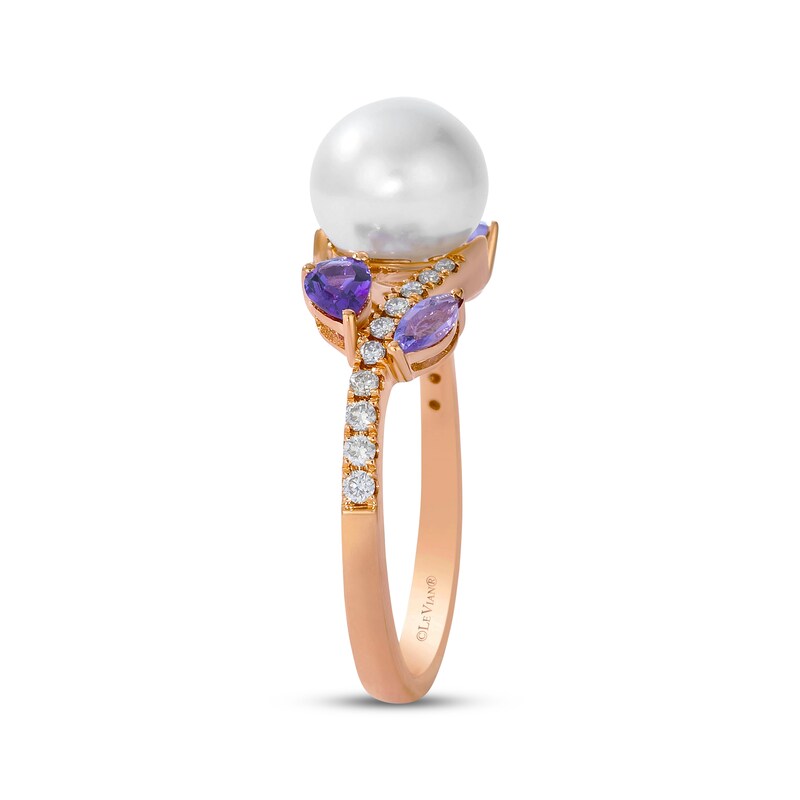 Main Image 2 of Le Vian Pretty in Pink Cultured Pearl & Multi-Gemstone Ring 1/8 ct tw Diamonds 14K Strawberry Gold