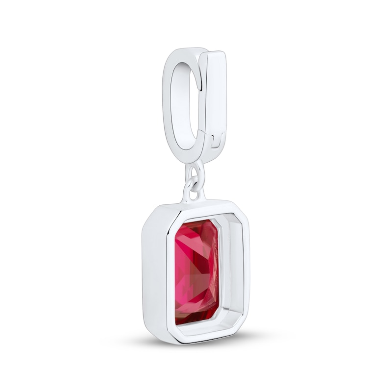 Main Image 3 of Charmed Memories Emerald-Cut Pink Cubic Zirconia Charm Sterling Silver