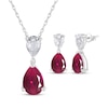 Thumbnail Image 1 of Pear-Shaped Lab-Created Ruby & White Lab-Created Sapphire Gift Set Sterling Silver