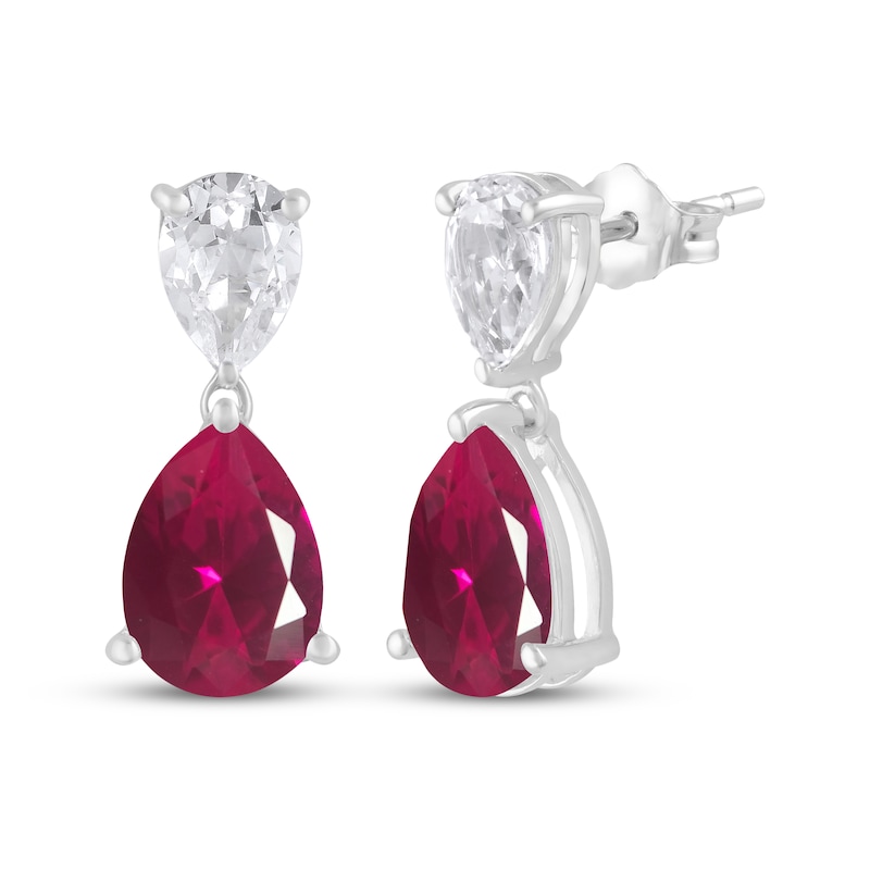 Main Image 3 of Pear-Shaped Lab-Created Ruby & White Lab-Created Sapphire Gift Set Sterling Silver