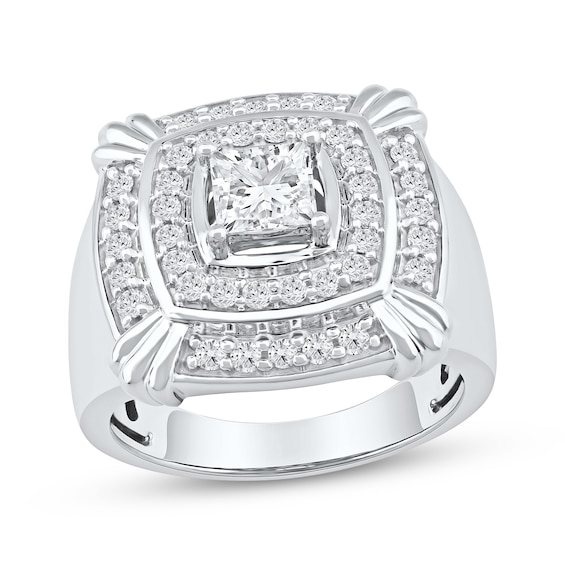 Men's Square & Round-Cut Lab-Grown Diamond Ring 2 ct tw 10K White Gold
