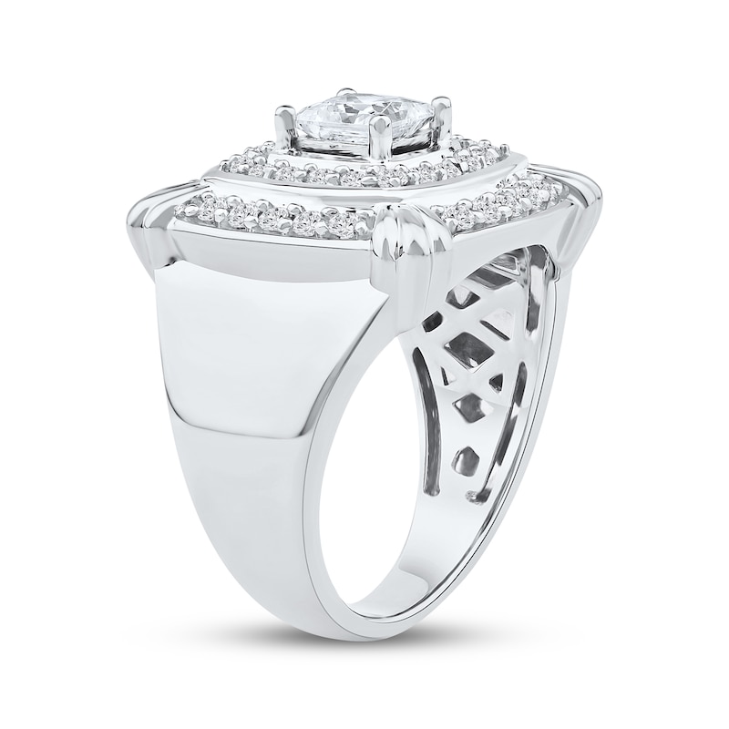 Main Image 2 of Men's Square & Round-Cut Lab-Grown Diamond Ring 2 ct tw 10K White Gold