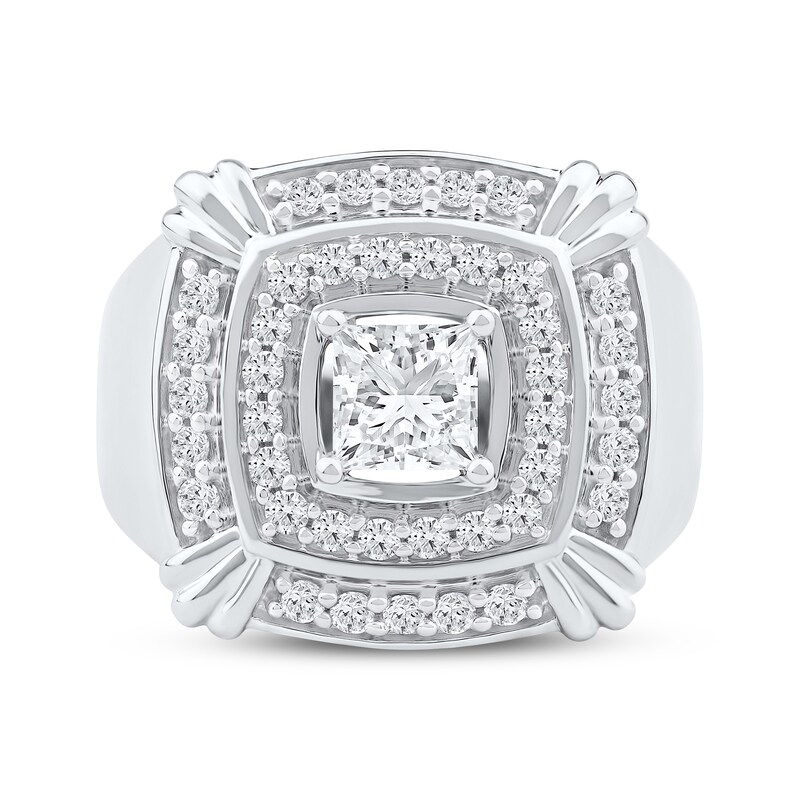 Main Image 3 of Men's Square & Round-Cut Lab-Grown Diamond Ring 2 ct tw 10K White Gold