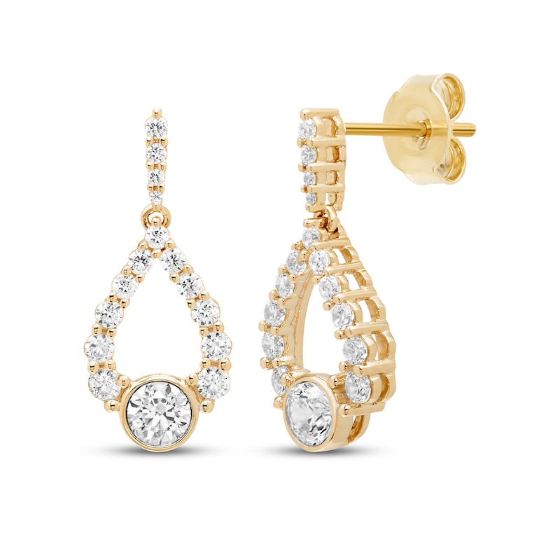 Main Image 1 of Milestones Diamond Teardrop Dangle Earrings 1 ct tw 10K Yellow Gold